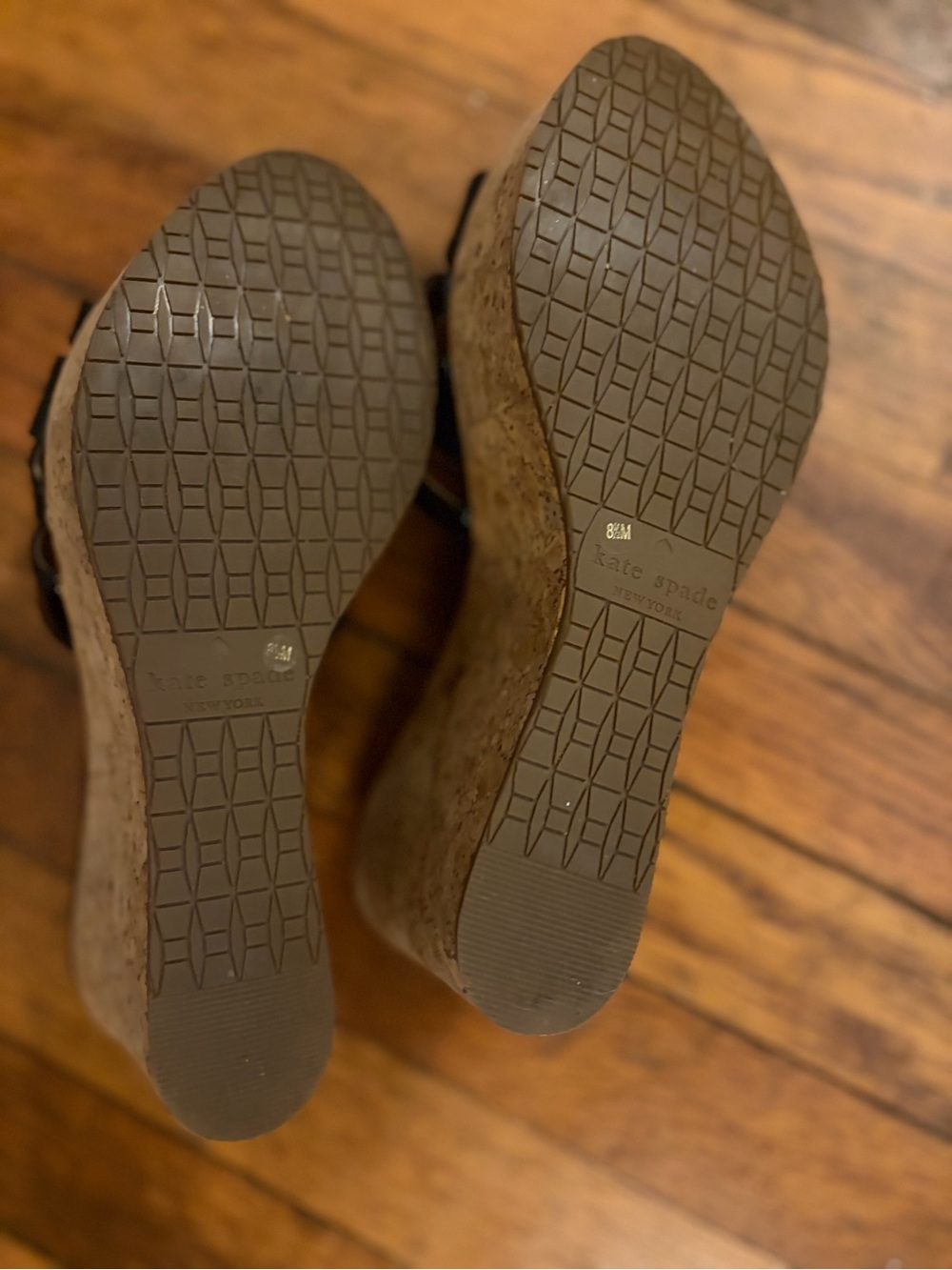 KATE SPADE Women’s Black Patent Cork Wedge slide Sandal 8.5 platform sexy! - Picture 15 of 17